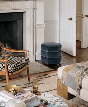 Lyla Footstool - Velvet - Grey Blue - US - Listing Image