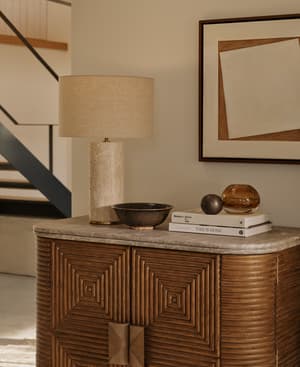 Remi Stone Table Lamp - Cream - US - Hover Image