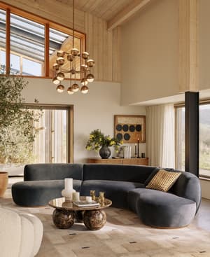 Aline Serpentine Sectional Sofa - Four Seater - Grey Blue Velvet - US - Listing Image