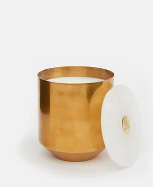 Turin Leather and Oud Candle Antique Brass - Large 500g - Listing Image