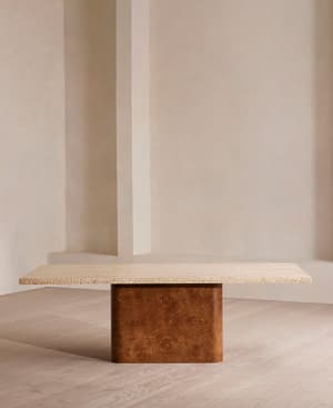 Ramsey Dining Table - Travertine & Burl - Hover Image