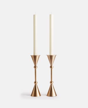 Set of 2 Bruyere Candle Holders Brushed Brass Small - Listing Image
