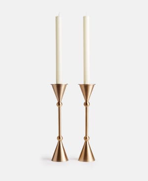 Set of 2 Bruyere Candle Holders Brushed Brass Medium - Listing Image