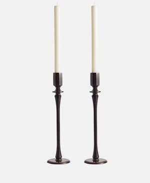 Set of 2 Hansen Candle Holders Patina Brass Large - Listing Image