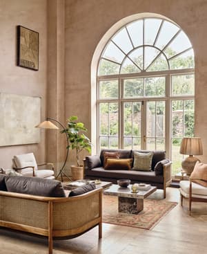 Sydney Cane Sofa - Washed Linen Charcoal - US - Listing Image