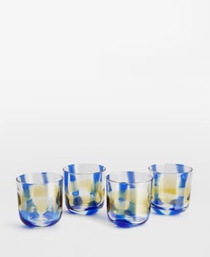 Livorno Rocks Glasses - Blue and Amber - Set of Four - Hover Image