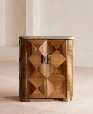Kingsley Bar Cabinet - Grey Emperador Marble - Hover Image