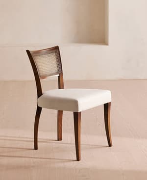 Pair of Molina Dining Chairs - Cane Back - Linen - Natural - Hover Image