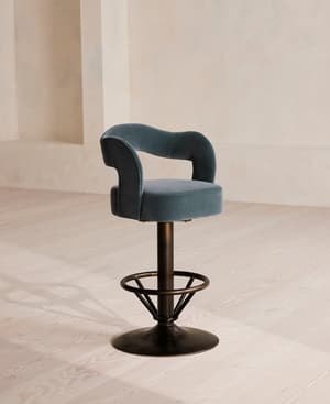 Rory Barstool - Velvet - Grey Blue - Hover Image