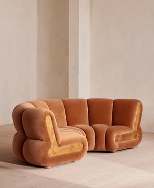 Noelle Modular Curved Sofa - Four Seater - Velvet - Antique Rose - Hover Image