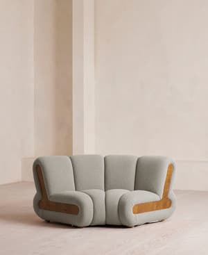 Noelle Modular Curved Armchair - Textured Wool Boucle - Pistachio -  - UK - Listing Image