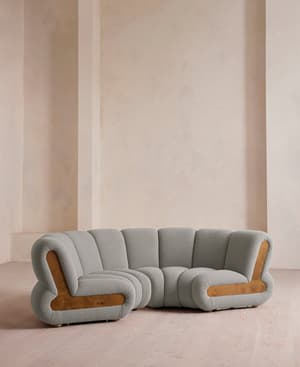 Noelle Sectional Curved Sofa - Four Seater - Textured Wool Boucle - Pistachio - US - Hover Image