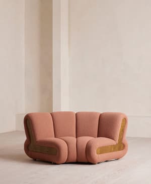 Noelle Sectional Curved Armchair - Textured Wool Boucle - Coral - US - Listing Image