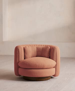 Vivienne Armchair - Textured Wool Boucle - Coral - Hover Image