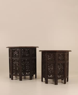 Vintage Carved Side Tables - Wood - Listing Image