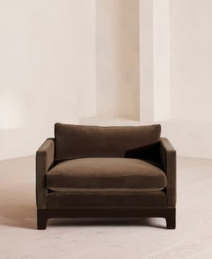 Ashford Loveseat Sofa - Velvet - Chocolate - Hover Image