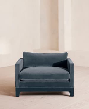 Ashford Loveseat Sofa - Velvet - Grey Blue - Hover Image