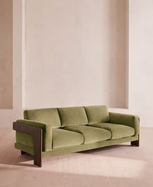 Marcia Three Seater Sofa - Velvet - Lichen - Hover Image