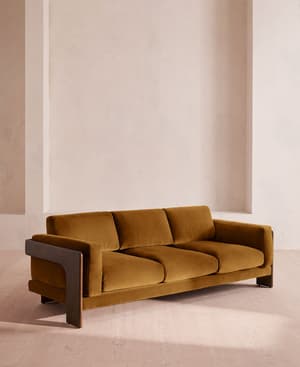 Marcia Three Seater Sofa - Velvet - Mustard - Hover Image
