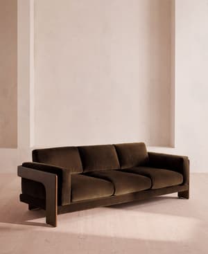 Marcia Three Seater Sofa - Velvet - Chocolate Brown - US - Hover Image