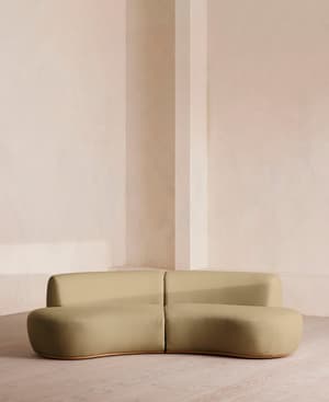 Aline Serpentine Modular Sofa - Three Seater - Linen - Wheat - UK - Listing Image
