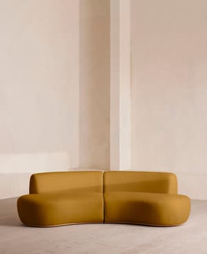 Aline Serpentine Modular Sofa - Three Seater - Linen - Turmeric - UK - Listing Image