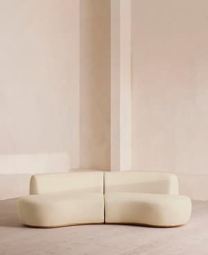 Aline Serpentine Modular Sofa - Three Seater - Linen - Bisque -  US - Listing Image