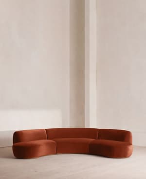 Aline Serpentine Modular Sofa - Four Seater - Rust Velvet - UK - Listing Image