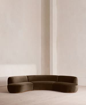Aline Serpentine Modular Sofa - Four Seater - Chocolate Velvet - UK - Listing Image