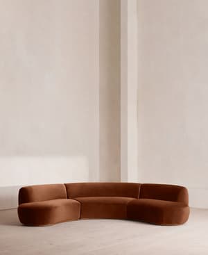 Aline Serpentine Modular Sofa - Four Seater - Velvet - Cinnamon - UK - Listing Image