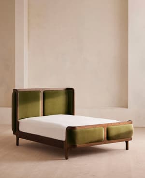 Belsa Bed - Queen - Velvet - Olive - US - Hover Image