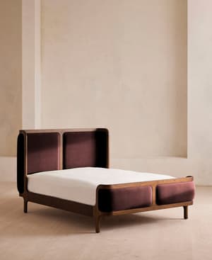 Belsa Bed - Queen - Velvet - Aubergine - US - Listing Image