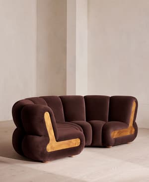 Noelle Modular Curved Sofa - Four Seater - Velvet - Aubergine - UK - Hover Image