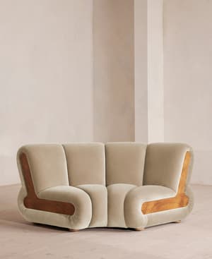 Noelle Sectional Curved Armchair - Velvet - Oyster - US - Listing Image