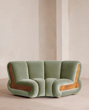 Noelle Sectional Curved Armchair - Velvet - Seafoam - US - Listing Image