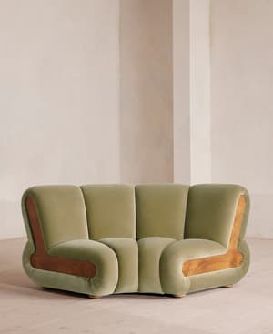 Noelle Modular Curved Armchair - Velvet Lichen - UK - Listing Image