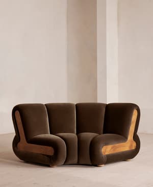 Noelle Sectional Curved Armchair - Velvet Chocolate Brown - US - Listing Image