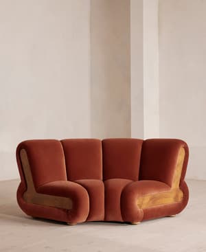 Noelle Sectional Curved Armchair - Velvet Rust - US - Listing Image