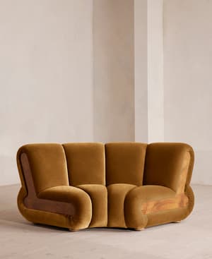Noelle Modular Curved Armchair - Velvet Mustard - UK - Listing Image