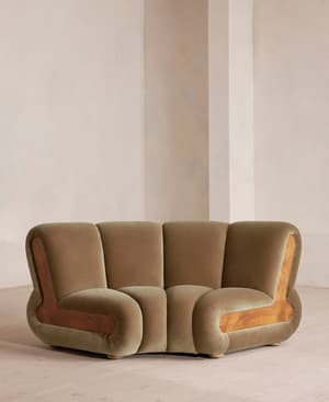 Noelle Sectional Curved Armchair - Velvet - Truffle - US - Listing Image