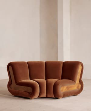 Noelle Sectional Curved Armchair - Velvet - Cinnamon - US - Listing Image