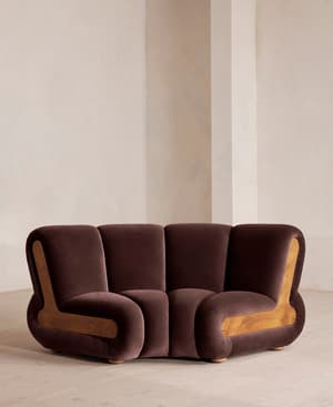 Noelle Modular Curved Armchair - Velvet - Aubergine - UK - Listing Image