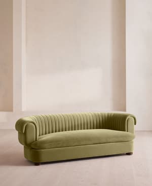Rava Three Seater Sofa - Velvet - Lichen - Hover Image