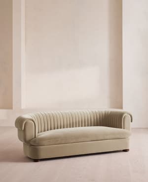 Rava Three Seater Sofa - Velvet - Oyster - UK - Hover Image