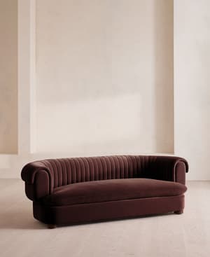 Rava Three Seater Sofa - Velvet - Aubergine - US - Hover Image