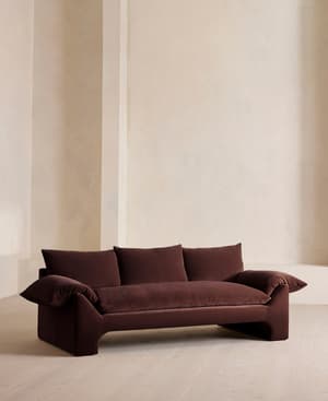 Wyatt Three Seater Sofa - Velvet - Aubergine - US - Hover Image