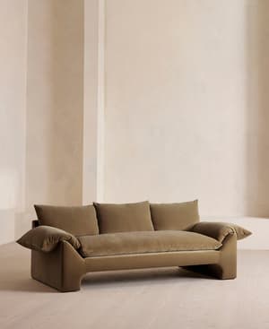 Wyatt Three Seater Sofa - Velvet - Truffle - UK - Hover Image