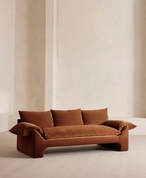 Wyatt Three Seater Sofa - Velvet - Cinnamon - UK - Hover Image