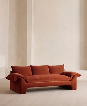 Wyatt Three Seater Sofa - Velvet - Rust - US - Hover Image