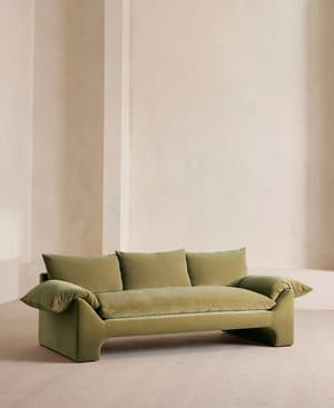 Wyatt Three Seater Sofa - Velvet - Lichen - US - Hover Image